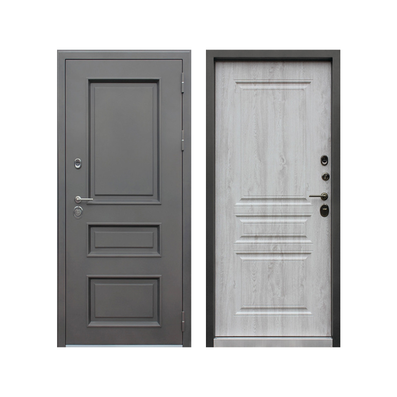 Porte d'entrée en acier en acier et en bois en bois
