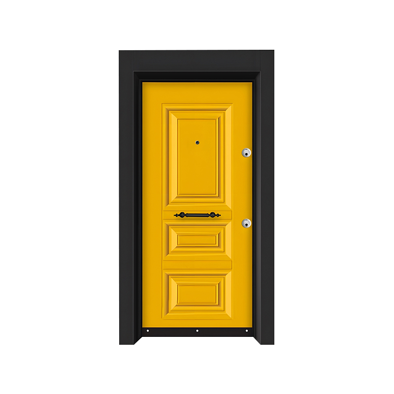 Porte de sécurité en fer jaune